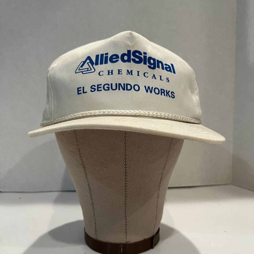Allied Signal Chemicals El Segundo Works Hat White Adjustable Strap Used